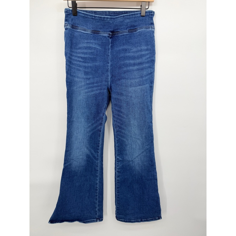 Johnny Was Side Slit Pull On Kick Flare Jeans Women Medium Blue Good Stretch